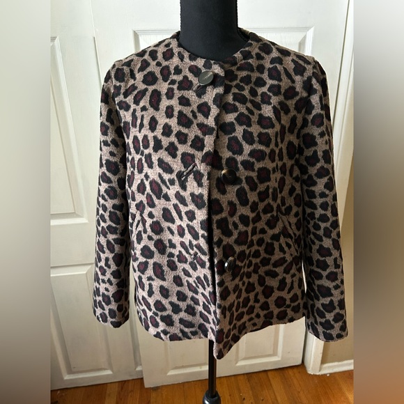 LOFT leopard print coat jacket M - Picture 3 of 4